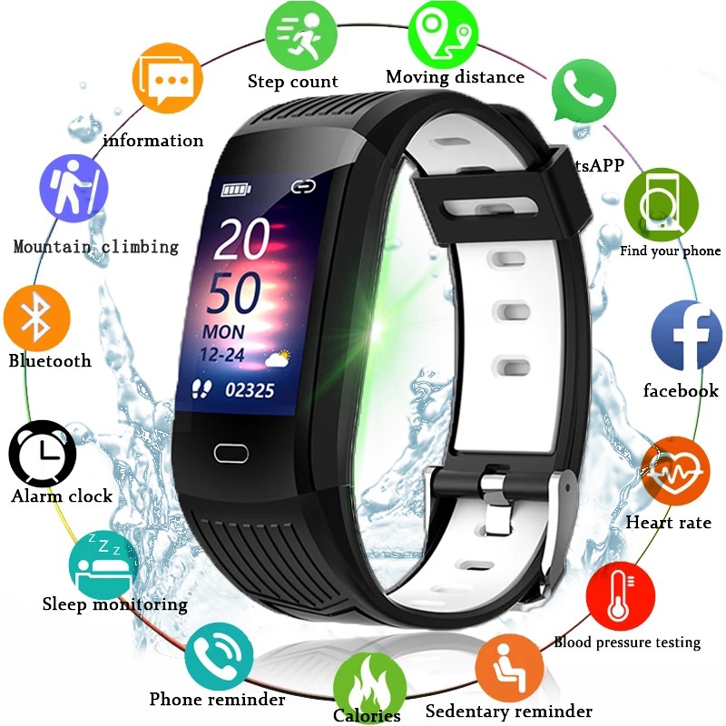 Smart Watch Fitness Tracker Waterproof Smart Bracelet Heart Rate Monitor Two-tone Strap Digital Sport Watch