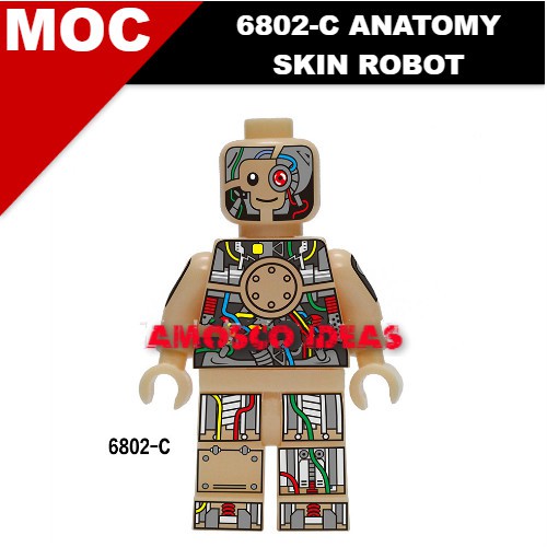 Moc Anatomy Yellowgold Robot Minifigure 6802 A 6802 B - 