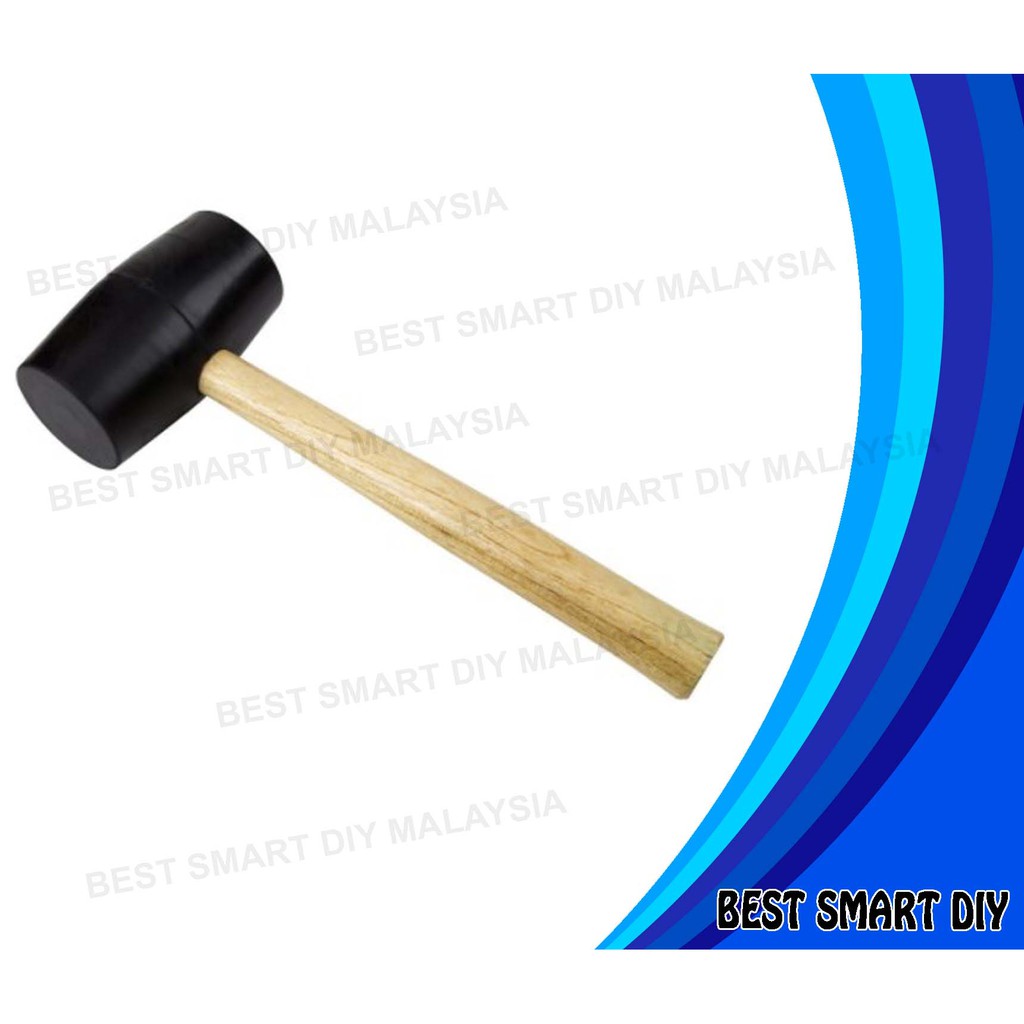 RUBBER MALLET WITH WOODEN HANDLE / TUKUL GETAH 500g/750g/1000g (16oz ...