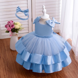 Cute Baby Girls Dress Infant Girls Christening Gown Wedding Ceremony Toddler Girls Clothes Flower Beading Princess Dresses