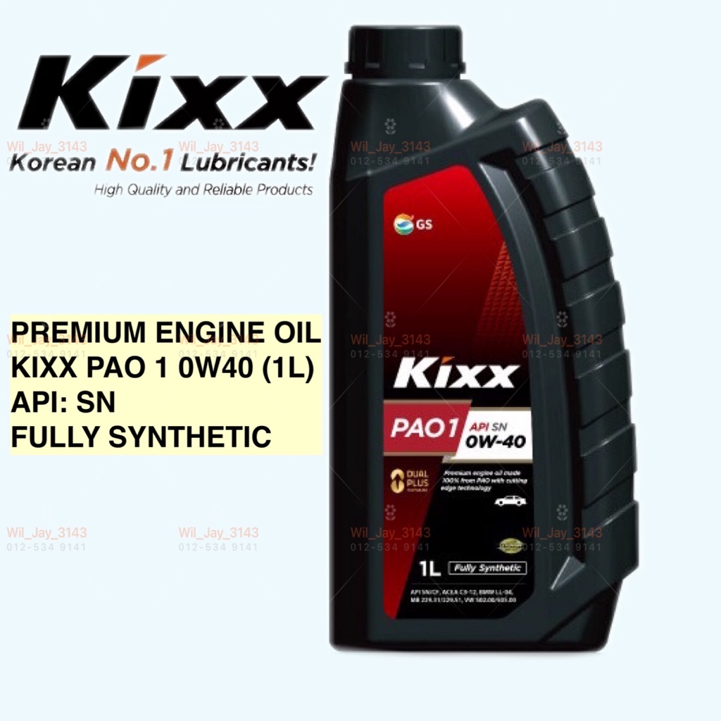 1 LITER KIXX PAO 1 0W40 PREMIUM ENGINE OIL FULLY SYNTHETIC (1L ...