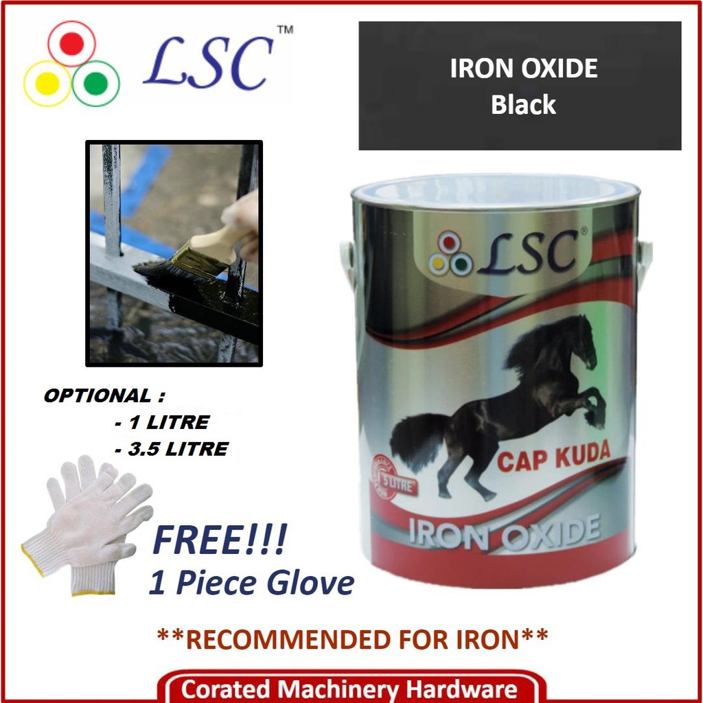 [CORATED] LSC Iron Oxide Metal Undercoat Anti-rust Iron Steel Paint 1Litre/3.5Litre Black/Red/Green (None Delivery EM)