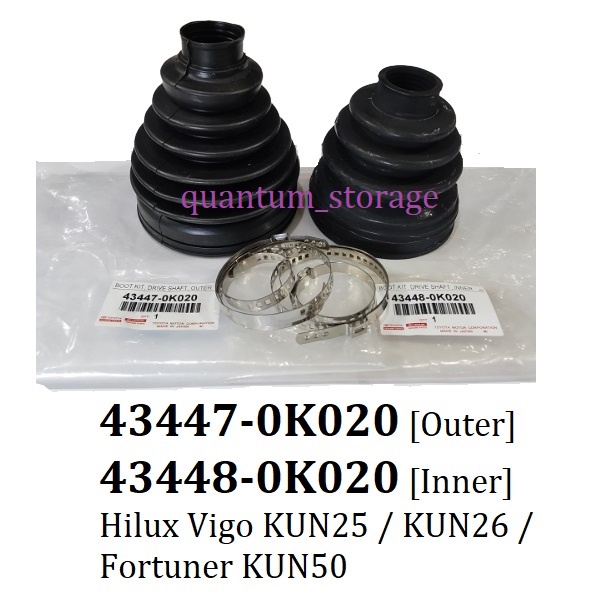 Toyota Drive Shaft Boot Dust Cover Outer 434470K020 Inner 434480K020