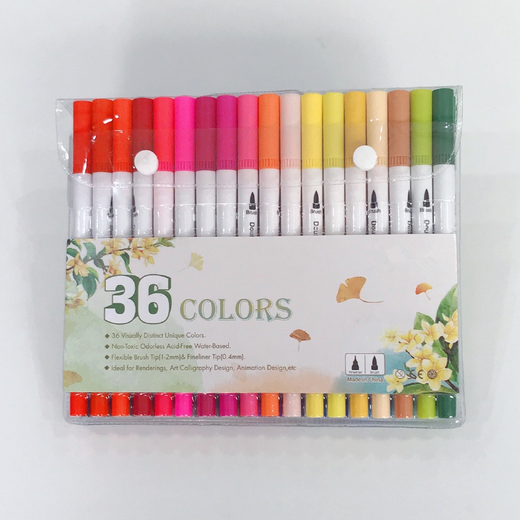 24/36/48/60/100Colors Water Based Art Marker Pen Dual Head Line Drawing |  Shopee Malaysia