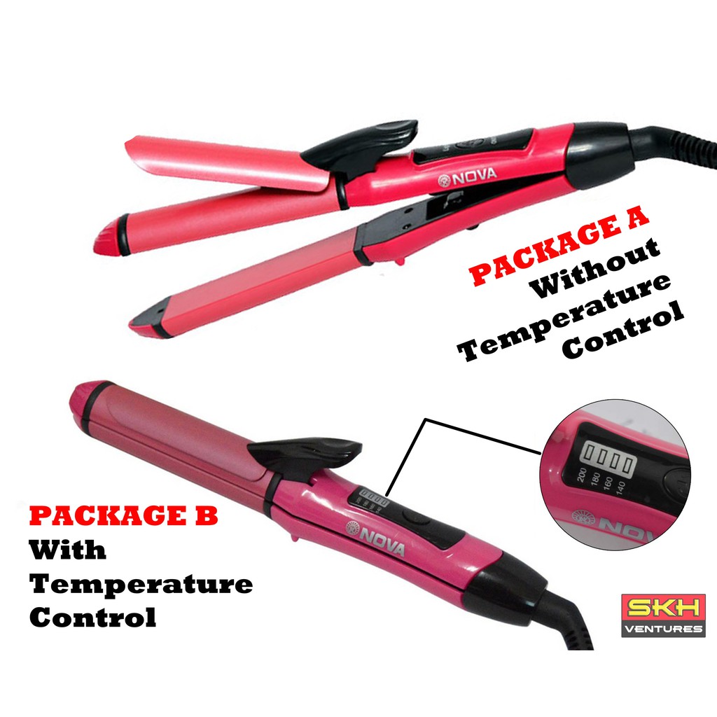 Nova Hair Straightener And Curler Withoutwith Temperature Control 2 In 1 Shopee Malaysia 