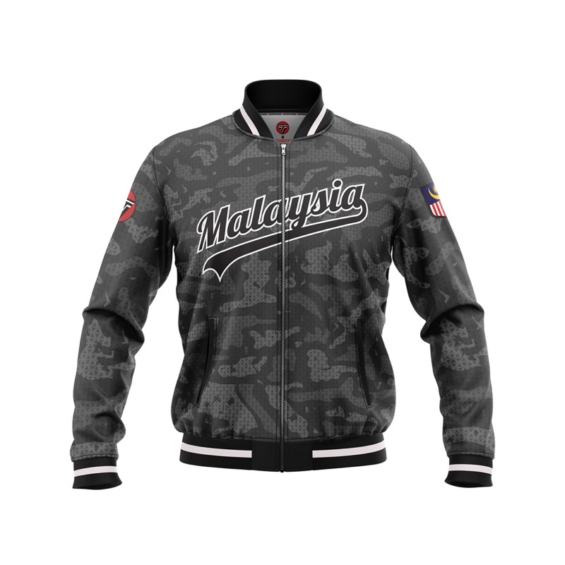 MALAYSIA BLACK CAMO VARSITY JACKET (ZIPPED)