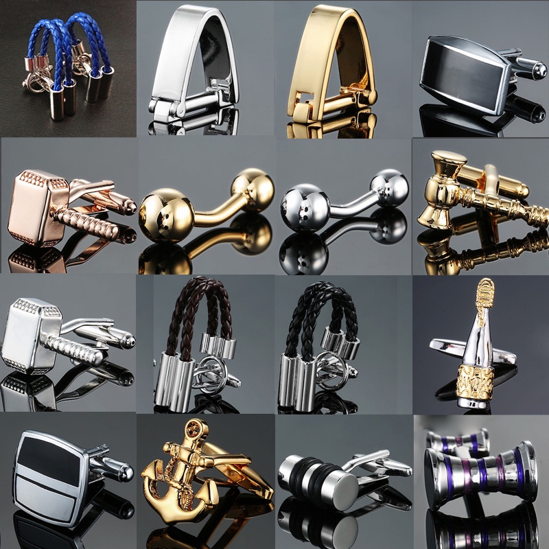 【NF】French Shirt Cufflinks Men's Fashion Ball Hammer Rope Wine Glass Anchor Gold Silver Cufflinks Brand Cufflinks