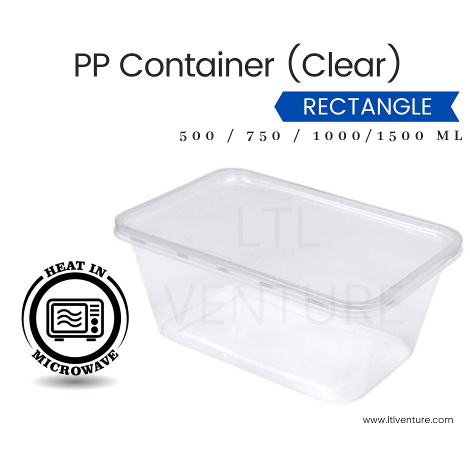 PP Rectangle Plastic Container with Lids 50 Sets Teka TAGE 500/750/1000