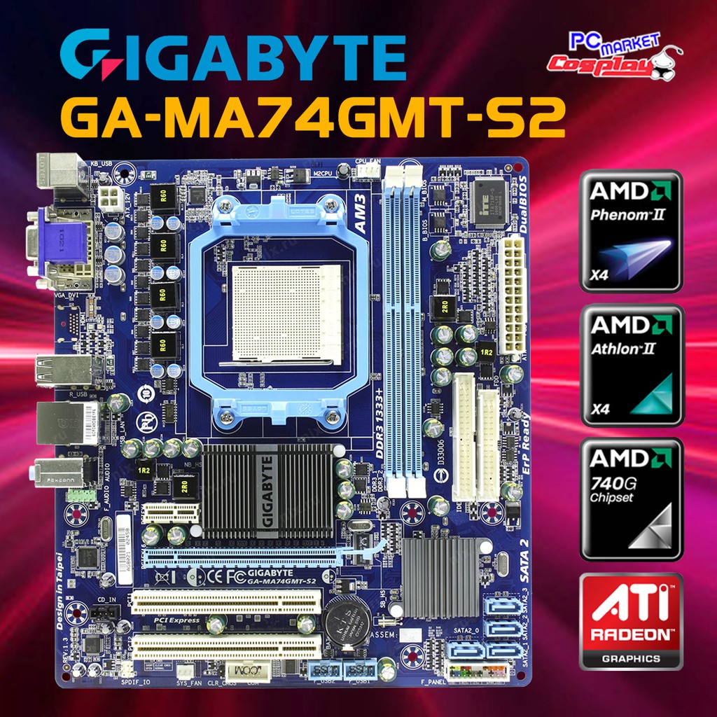 Gigabyte Ga Ma74gmt S2 740g Socket Am3 Ddr3 1333 Micro Atx Amd