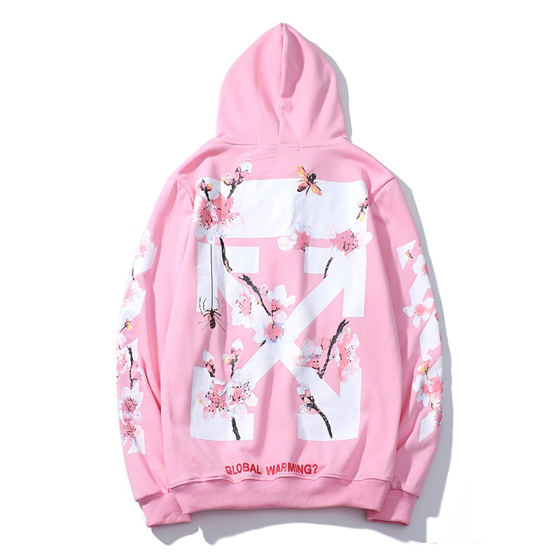 off white pink global warming hoodie