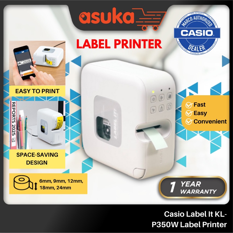 Casio Label It KLP350W Label Printer for Easy students/ office users