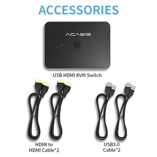 ACASIS USB HDMI KVM Switch 2 in 1 out 4K60Hz HDMI Switcher and Extended ...