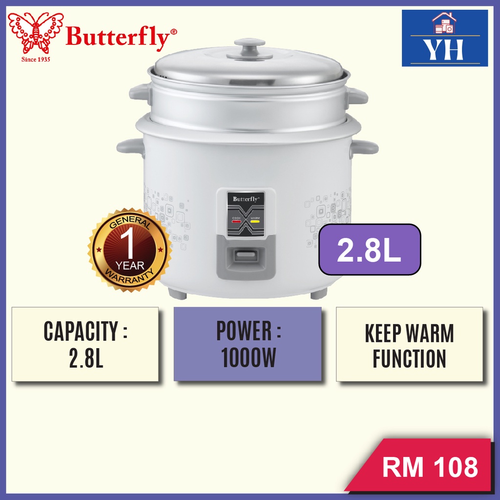 Butterfly 2.8L 1000W with Steamer Tray & Keep Warm Function Electric