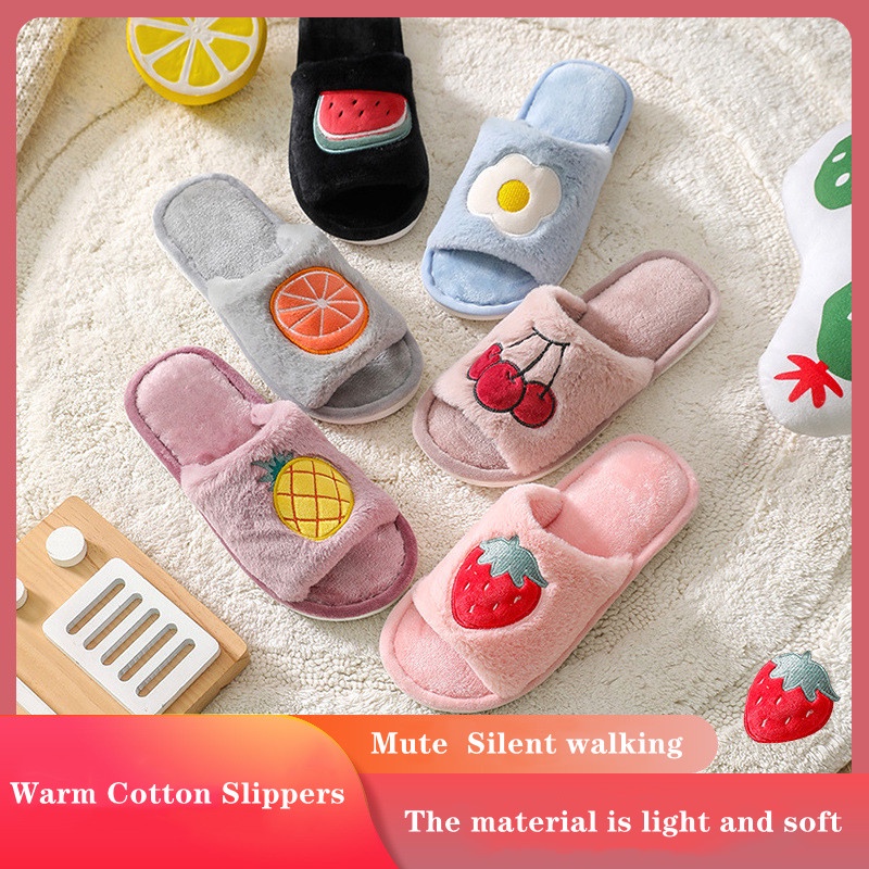 ✨READY STOCK✨Women Cute Cartoon Winter Home Slippers Plush Shoes 2021 New  Fruit Soft Fur Warm Indoor Bedroom Couple Plush Slippers Fashion Non-slip  Cotton Slippers | Shopee Malaysia