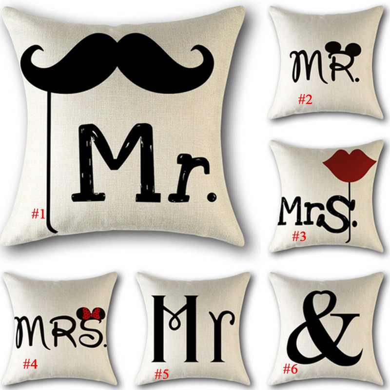 Mr Mrs Pillow Covers 18 X 18 Inch Couple Pillow Cases