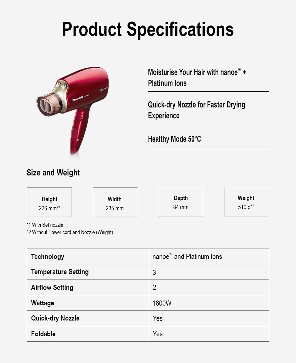 Panasonic Nanoe Hair Dryer 1600w Eh Na45 Platinum Ions Foldable Hair Dryer Shopee Malaysia 0777