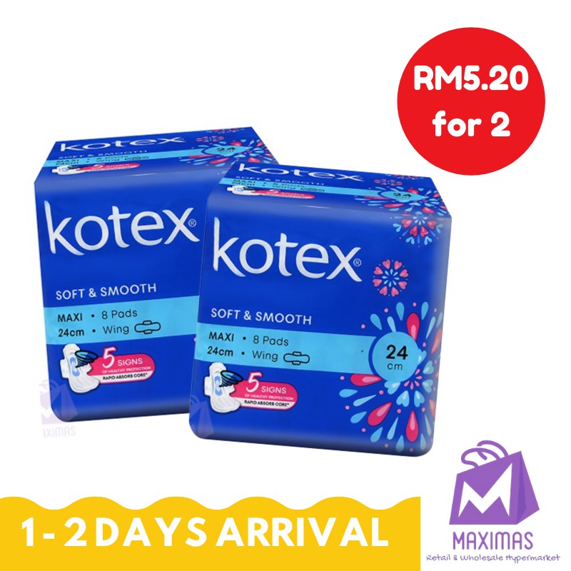 [LOWEST PRICE] RM5.20 for 2 Kotex Soft & Smooth Maxi Wing Sanitary Pad