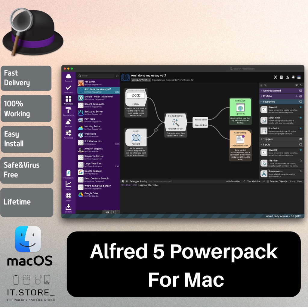 Alfred 5 Powerpack Lifetime for Intel and M1 Chip Apple Silicone MacOs