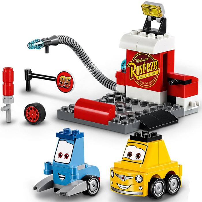 lego juniors guido and luigi's pit stop