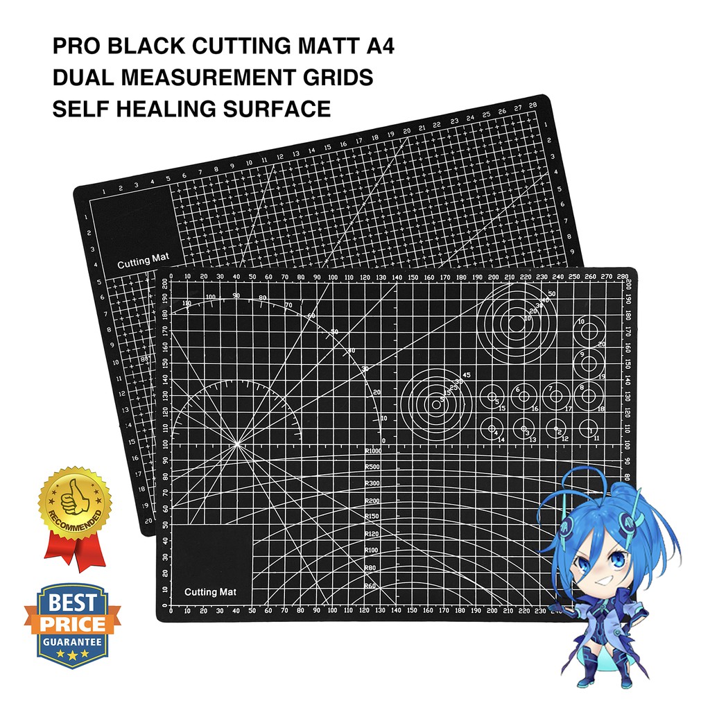 Cutting Mat A4 Size Pro Black Grid Matt Board Precision in Model Kit