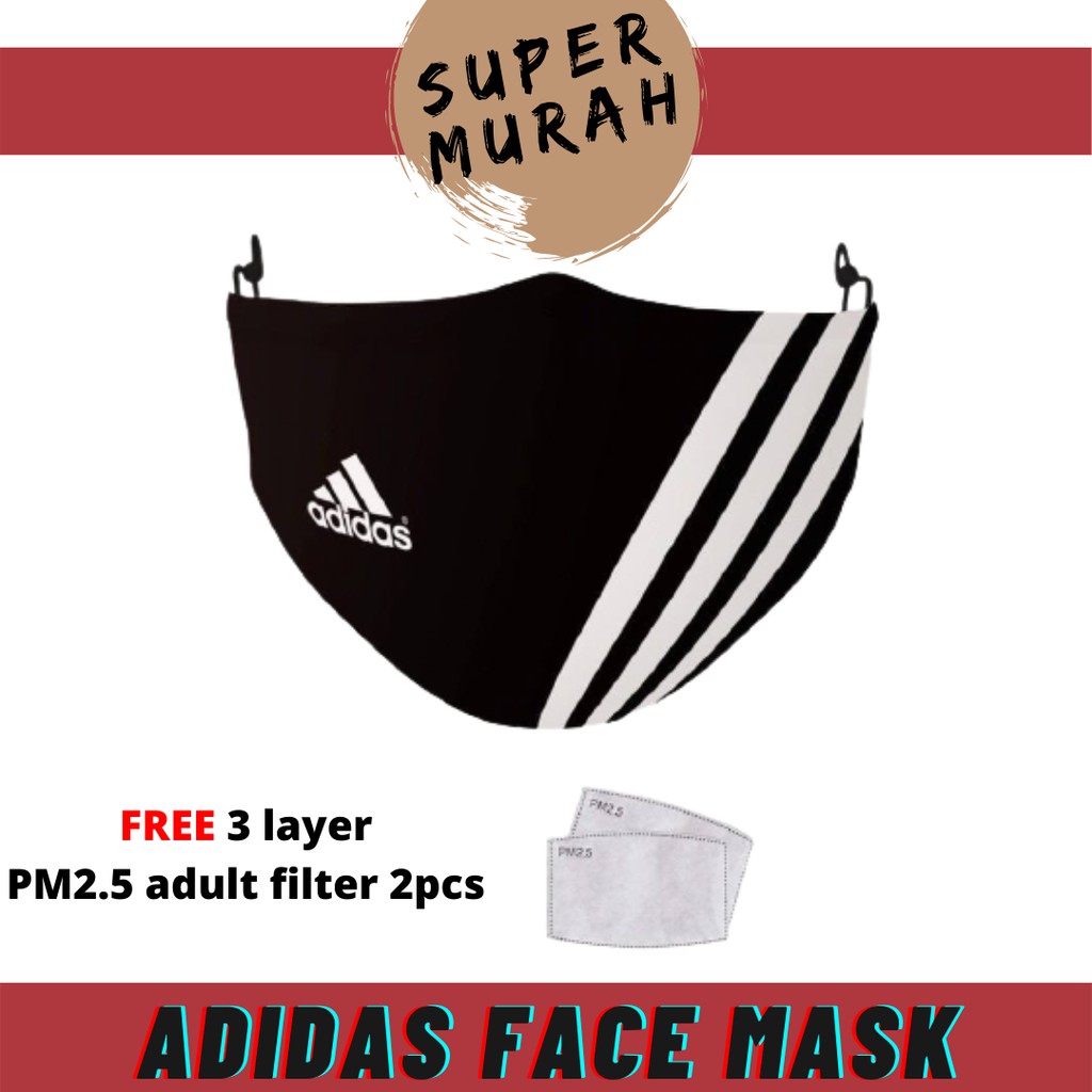 ADIDAS FACE MASK FIBRE WASHABLE FABRIC FACE MASK WITH FILTER POCKET ...