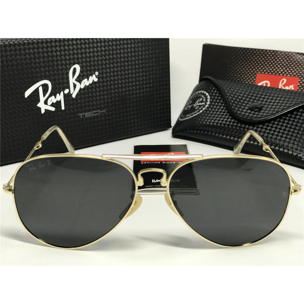 Ray Ban Original Sunglasses Rb Polarized Aviator Glod Frame Gray Bn 001 52 62mm For Women Men Shopee Malaysia