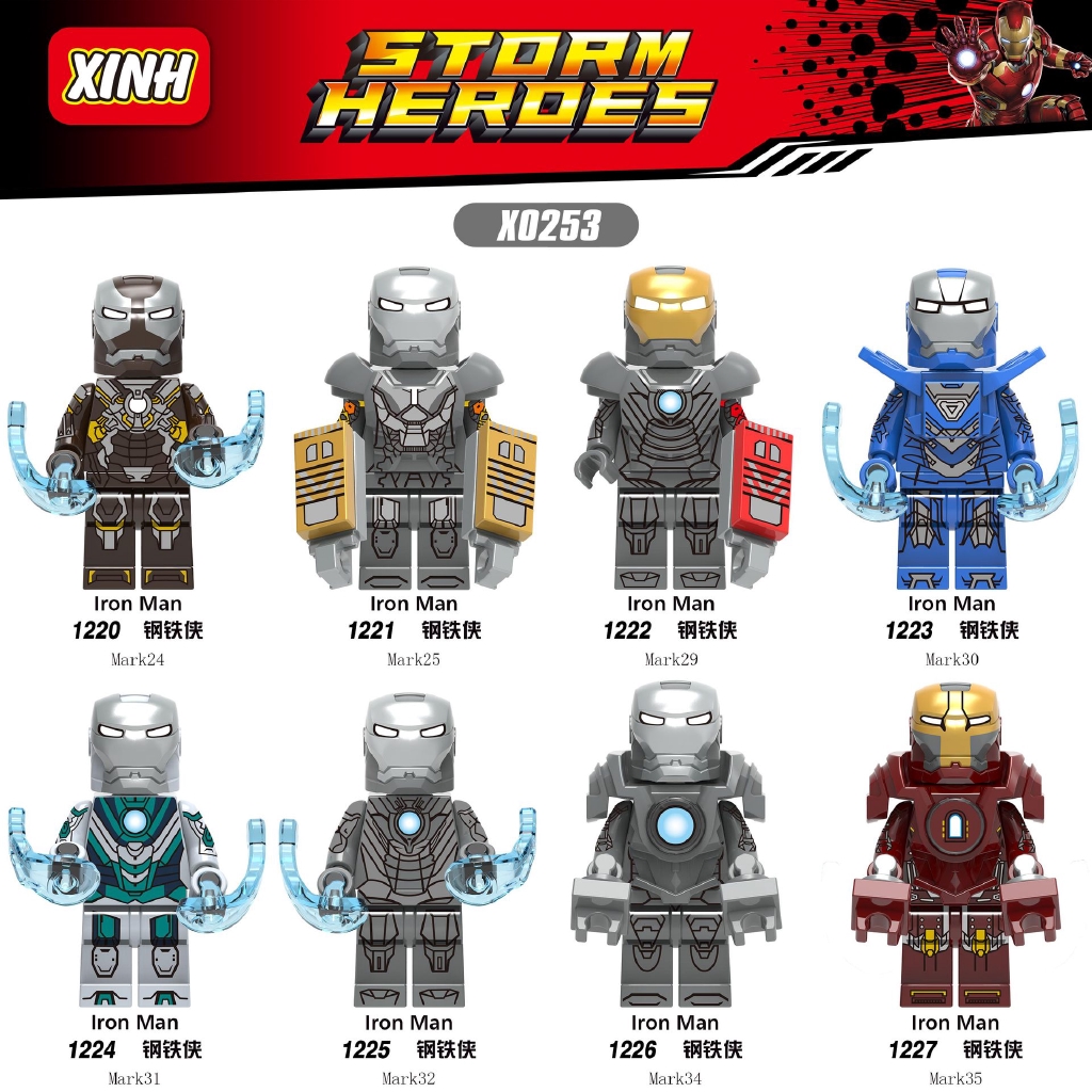 lego iron man marks