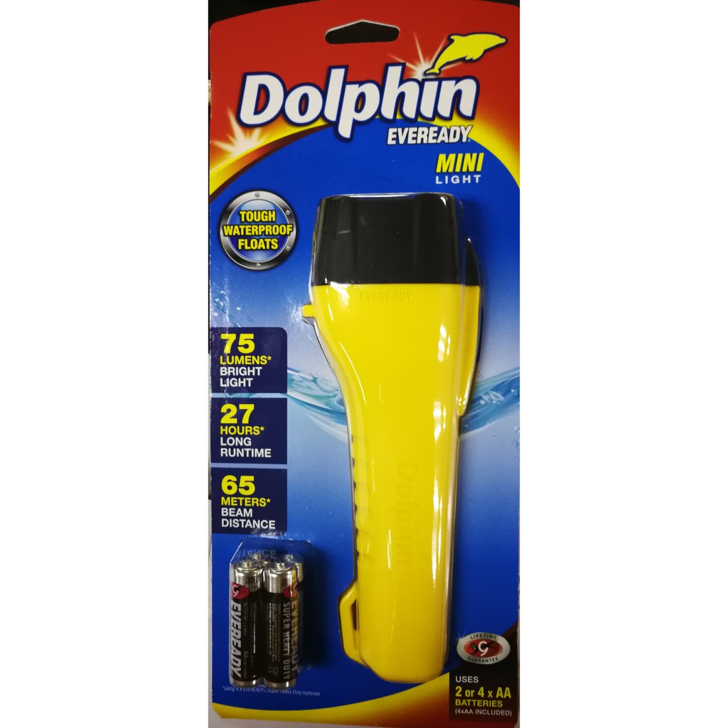 Eveready Mini Dolphin LED Torch Light + 4 pcs Size AA Batteries