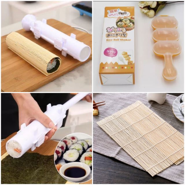 Bamboo Sushi Mat Roll Maker Mold Onigiri Triangle Rolling Tool Rice Ball Shaker DIY Japanese Set Roller Mould Home Made