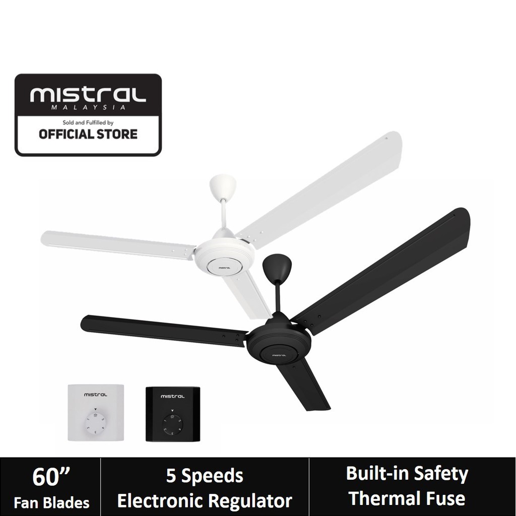 Mistral Ceiling Fan MCF60LE White/Black [Twin Pack] Shopee Malaysia