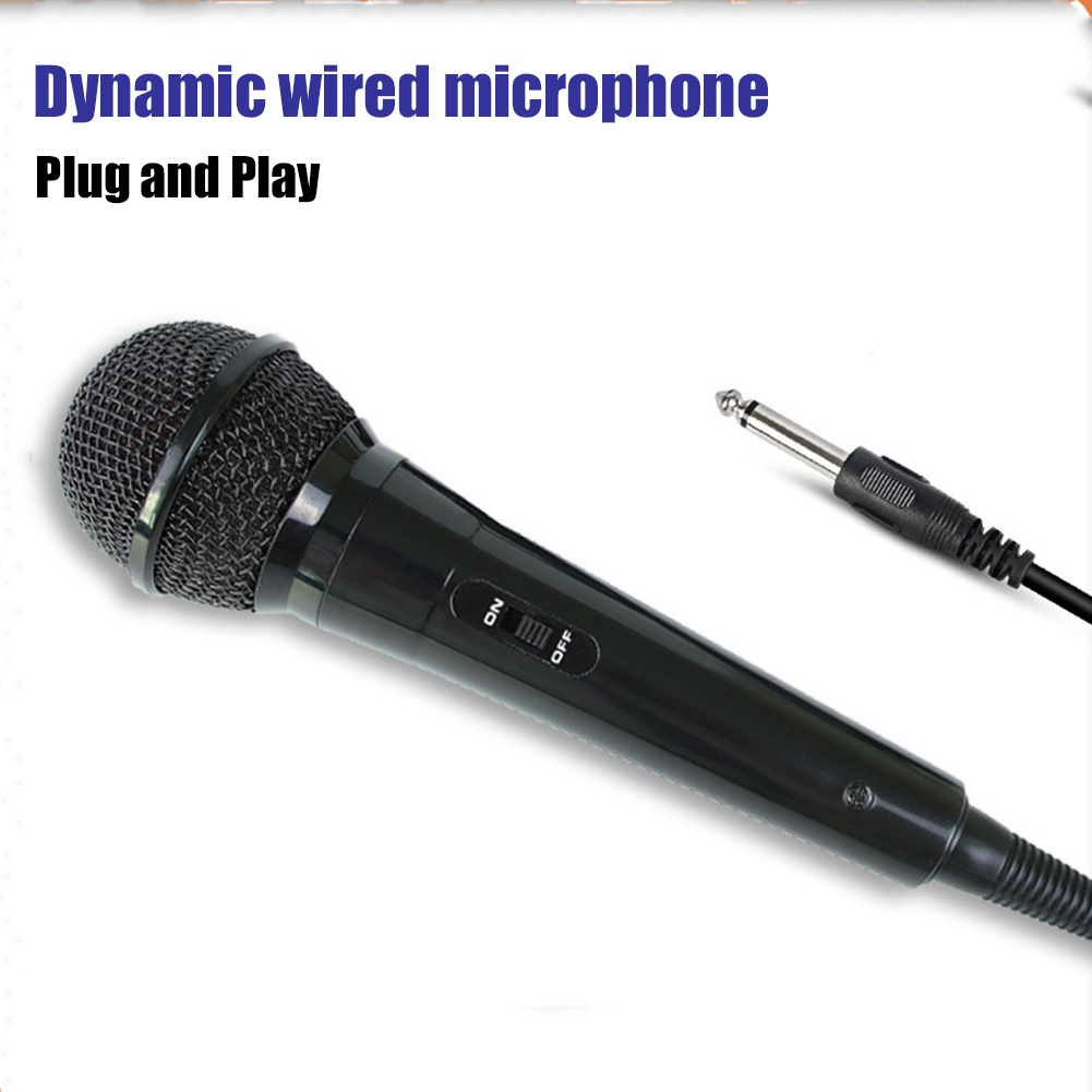 6.5mm Dynamic Wired Microphone with 2m Cable ON/Off Switch Handheld Microphone for Karaoke Singing, Speech, Wedding