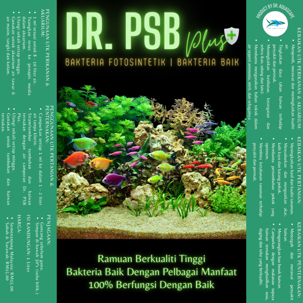 Dr Psb Plus Photosynthetic Bacteria Penjernih Air Akuarium Baja Pokok Subur Shopee Malaysia