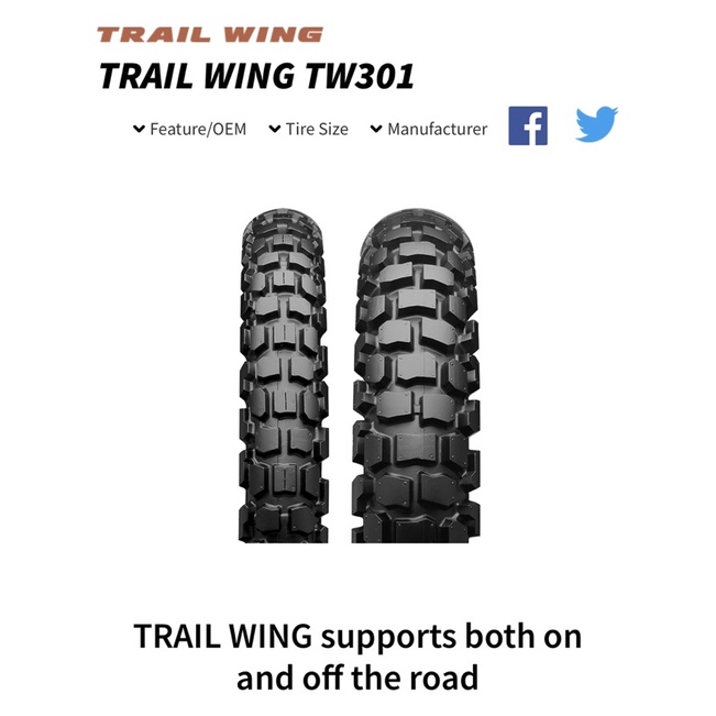 Tyre Bridgestone Tw302 460 18 Tw301 300 21 Trail Wing Shopee Malaysia