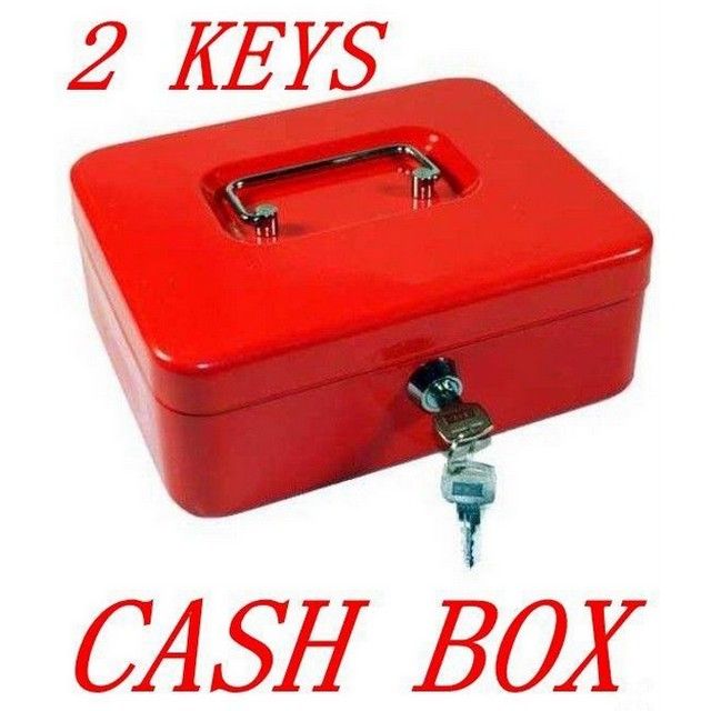 12 Steel Metal Money Box Petty Cash Box Safe Lock with Keys 