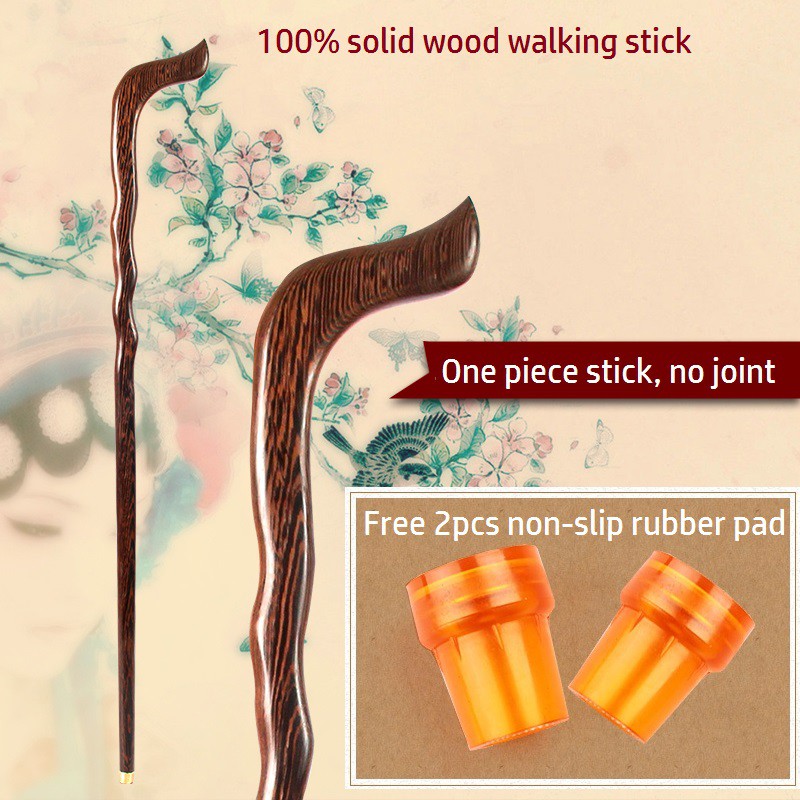 Solid Wood Crutches, Uncle Aunty Wooden Walking Sticks, Old Man Tongkat Kayu