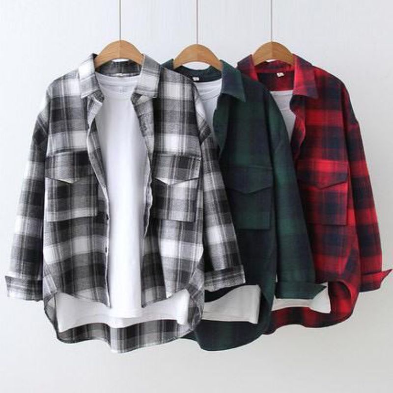 kemeja flannel ( live lock only ) | Shopee Malaysia