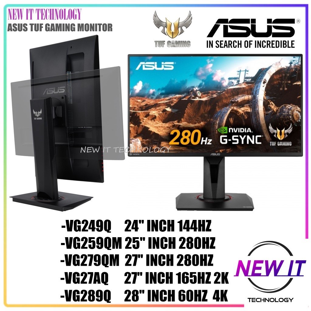 Asus Gaming Monitor Vg249q Vg259qm Vg279qr Vg279qm Vg27aq Vg2q Ips 144hz 280hz 1ms Elmb Adaptive Sync Freesync Tuf Shopee Malaysia