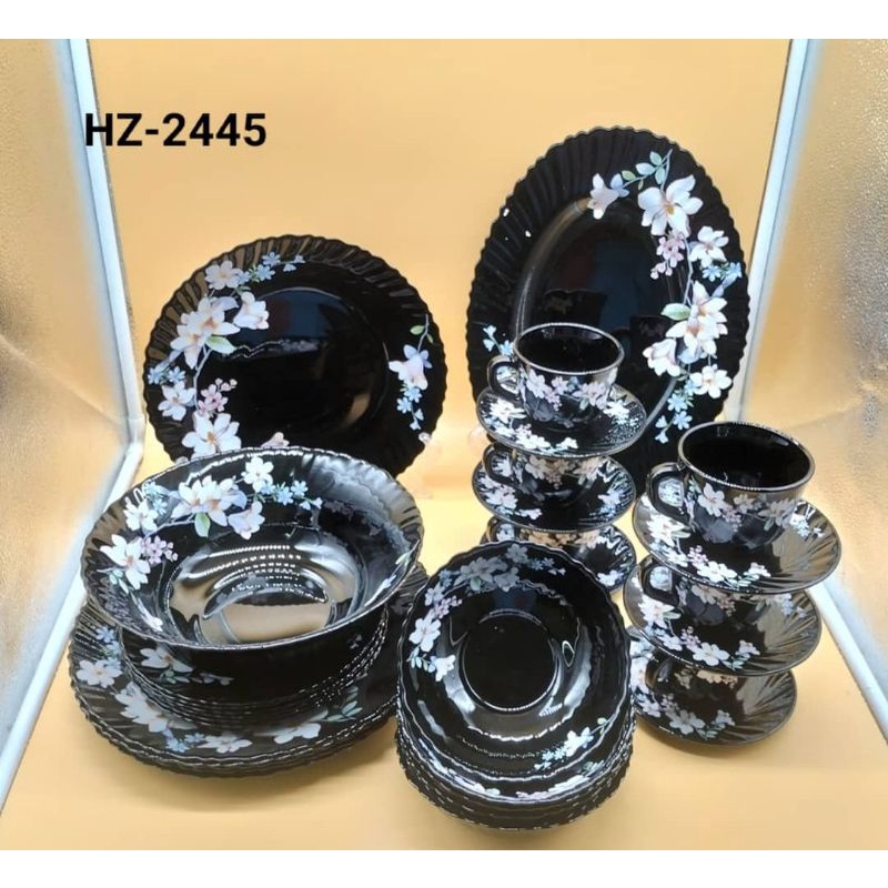 (32pcs) Opal dinner set black color /opal set Shopee Malaysia
