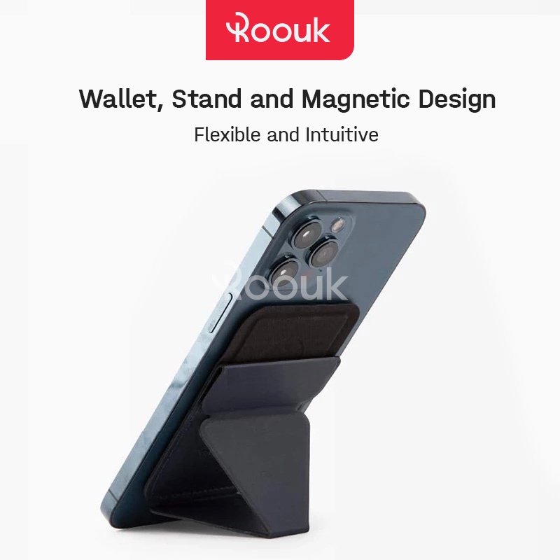 Casual Travel Magnetic Wallet Mini Card Bag iPhone 14 13 Pro Max Phone Stand Grip Holder Fold Leather Daily - Image 4