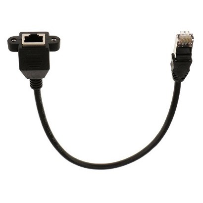 Panel Mount RJ45 LAN M to F with Mounting Extension Cable