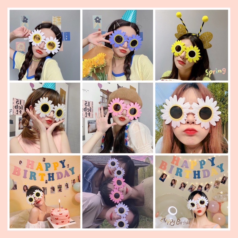 Ready Stock Birthday Party Funny Daisy Flower Shape Glasses Selfie Beach Sunflower Parties Photos Props(Local Seller)