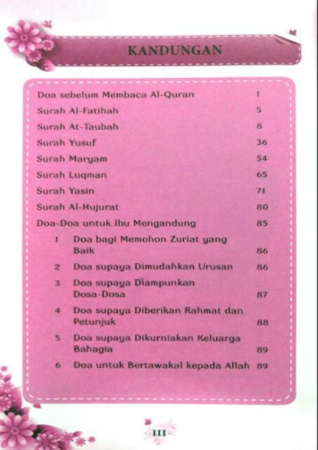 931h Buku Surah Dan Doa Pilihan Untuk Ibu Mengandung Amalan Wanita Hamil Buku Pink Cerita Pengalaman Melahirkan Shopee Malaysia