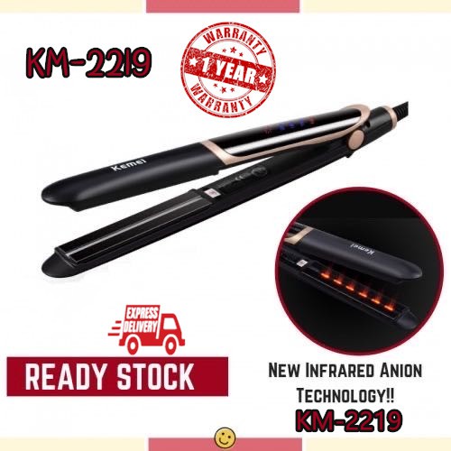 ✨KEMEI KM-2219 Infrared  Hair Styling Tools Hair Straightener and Curler Porable Hair Curling Straightening Mac READY