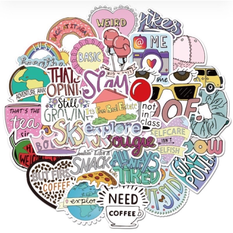 50 pcs Waterproof Vinyl Ins Cute Aesthetic Sticker | Shopee Malaysia