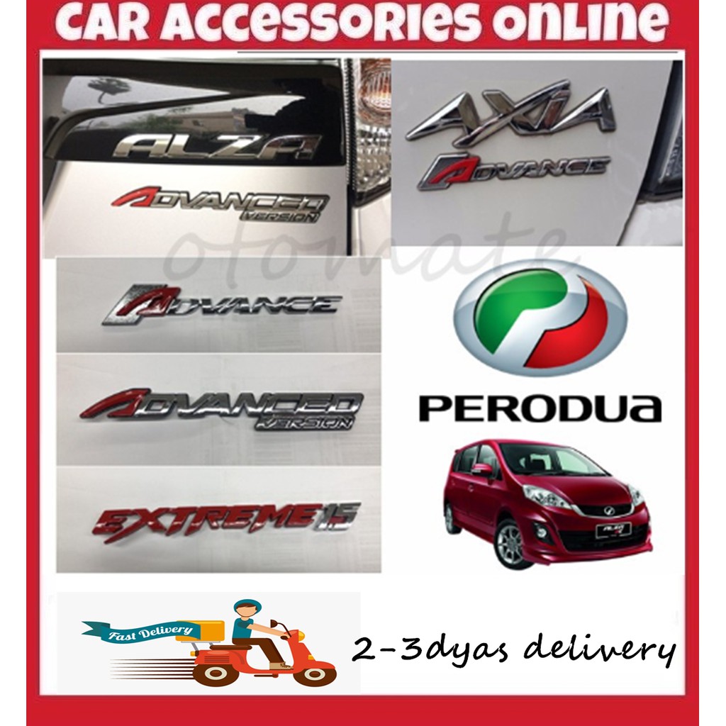 Emblem Logo Alza ADVANCED VERSION Perodua Alza Myvi 