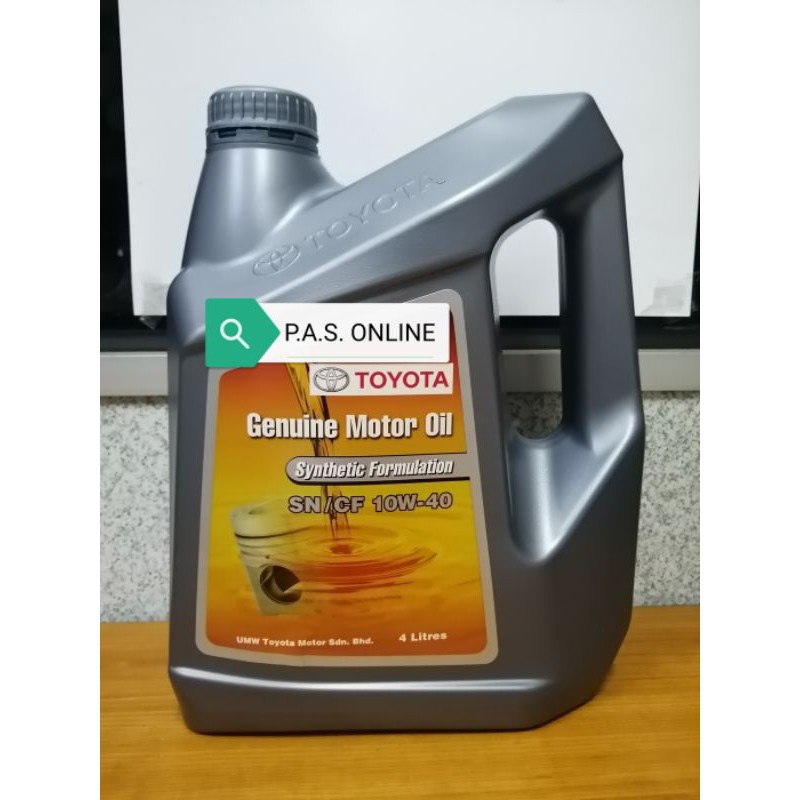 Toyota Genuine Synthetic Formulation 10W40 Engine Oil 4L SN/CF | Shopee ...