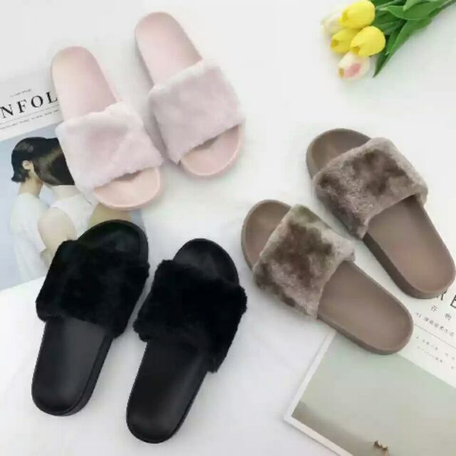 puma furry sandals
