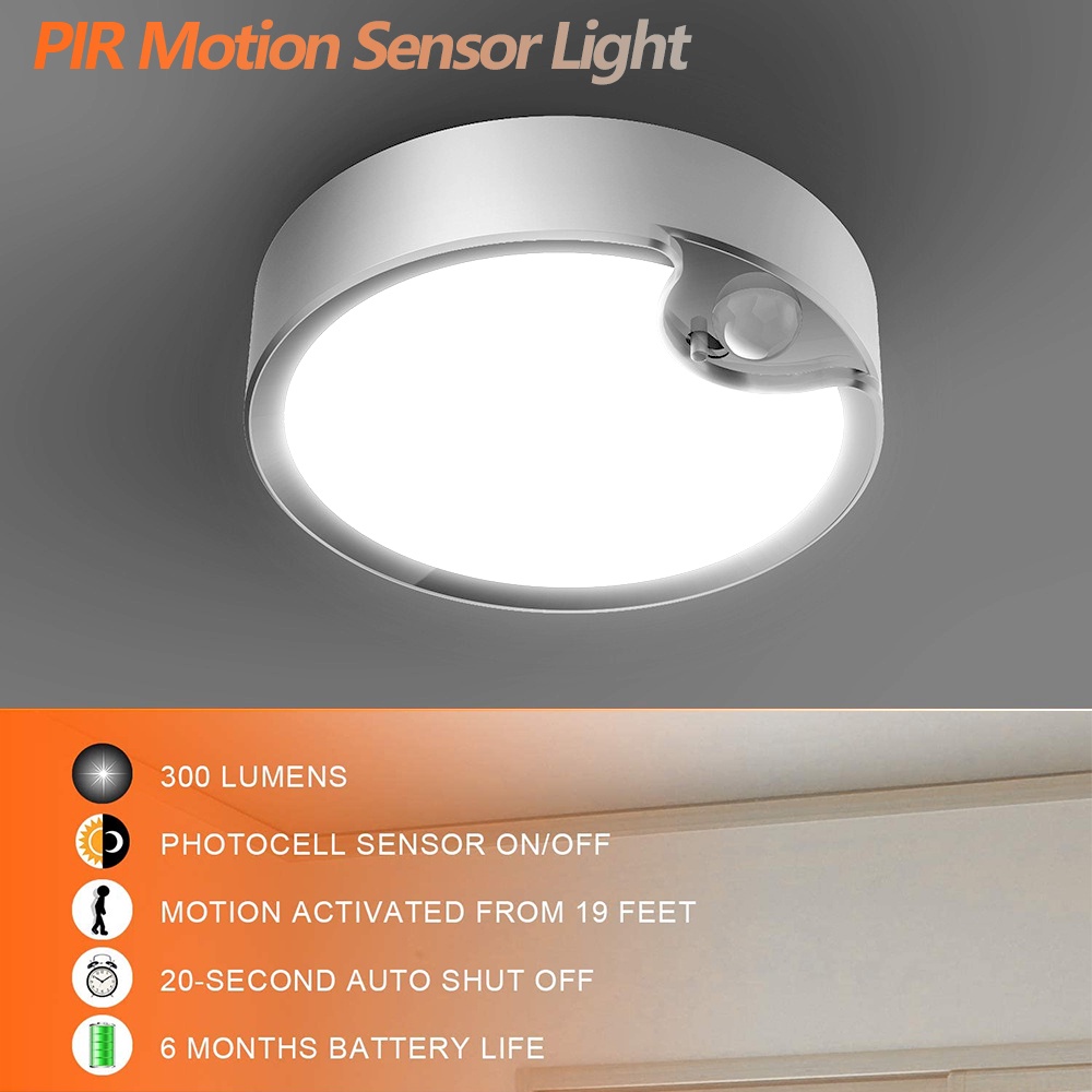 Motion Sensor Ceiling Light Battery Operated Indoor LED Ceiling Lights