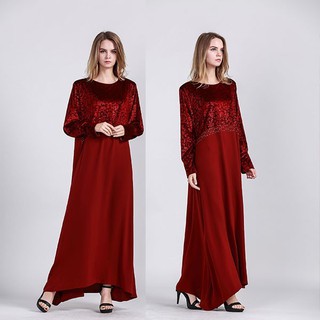 Baju Raya Jubah Velvet Dress Women Muslimah Dress Maroon Baju Raya Jubah Velvet Dress Women Muslimah Dress Maroon