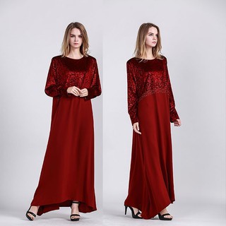  Baju  Raya Jubah Velvet  Dress Women Muslimah  Dress Maroon 